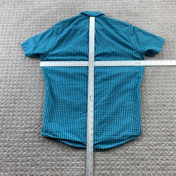 J.Crew Shirt Men Small S Blue Teal Checkered Button Down Short Sleeve Casual - Picture 7 of 9